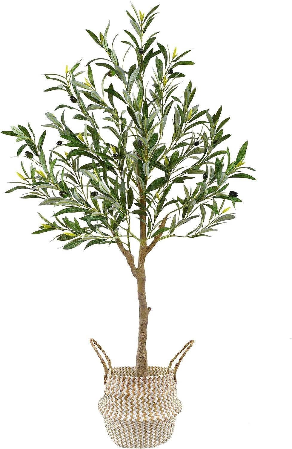 4ft Tall Artificial Olive Tree in Seagrass Basket - Perfect Indoor/Outdoor Decor