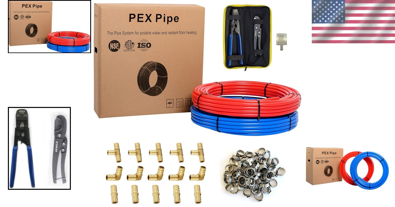 Complete Plumbing Solution: 1/2 Inch PEX-B Pipe, Brass Fittings, Cutter & More