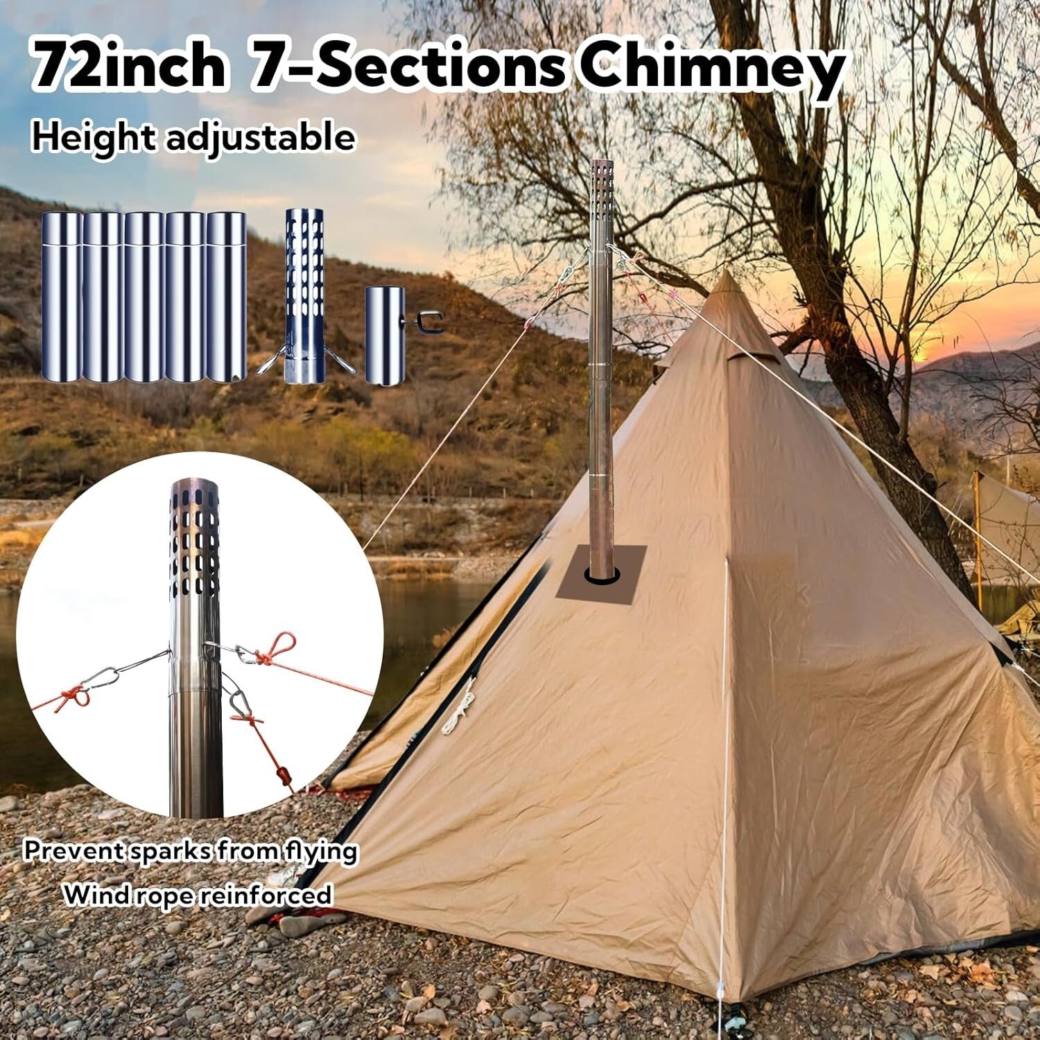 Portable Folding Wood Burning Camping Stove with Chimney - Perfect for Tents