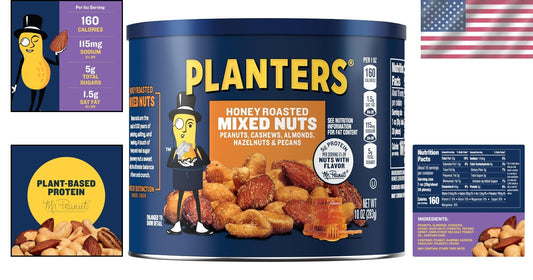 Crunchy Honey Roasted Mixed Nuts Canister - 5g Protein & 50% Less Sodium