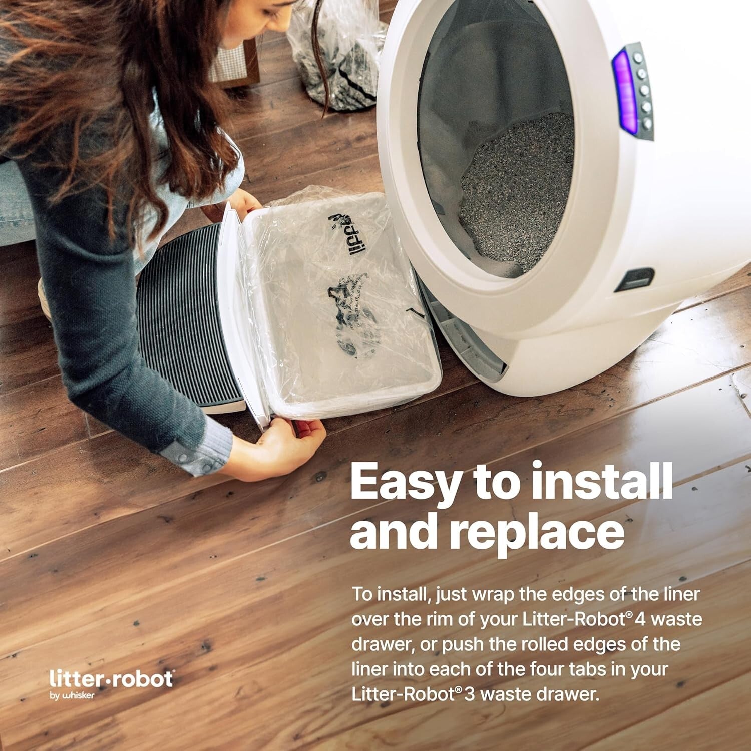 Custom Fit Litter-Robot Waste Drawer Liners - 100 Disposable Bags, 11 Gallon