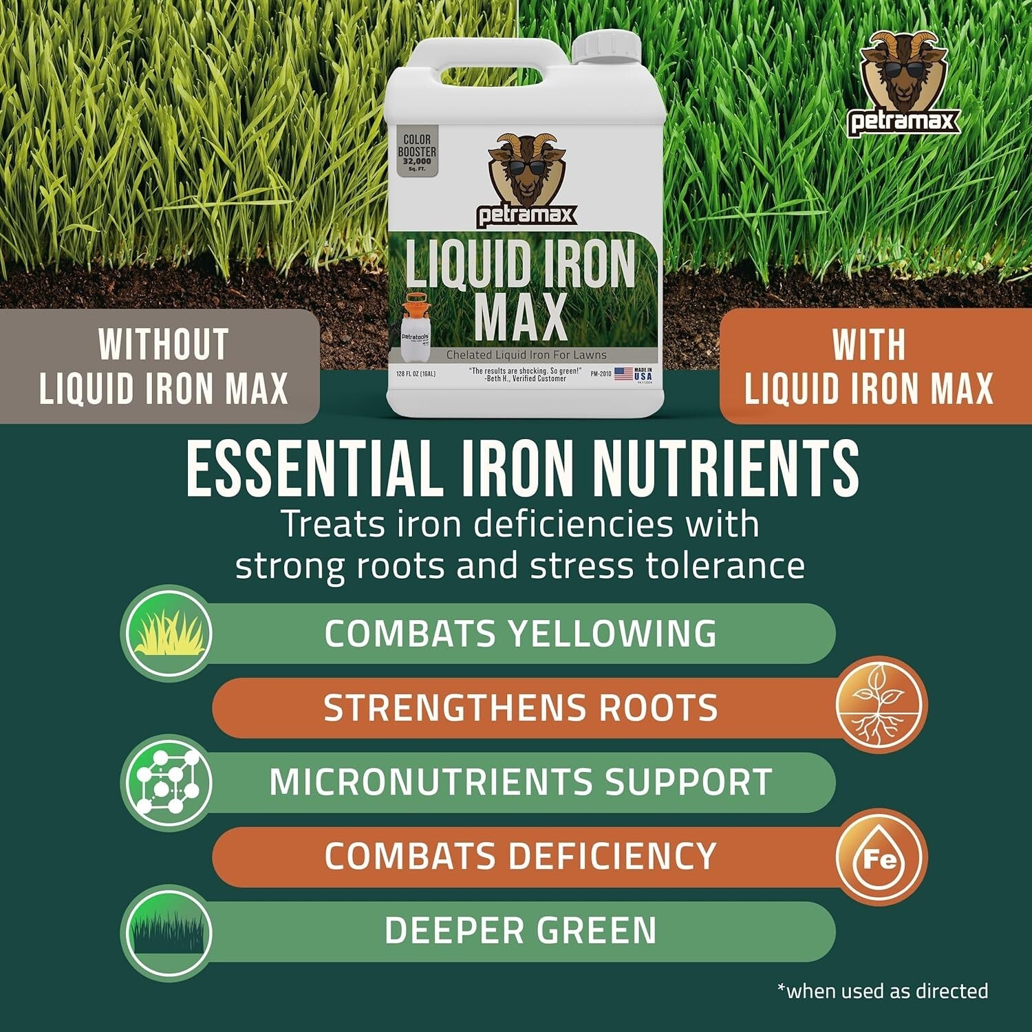 Essential 1 Gal Liquid Iron Concentrate for Lawns, Shrubs & Trees - Fast Results