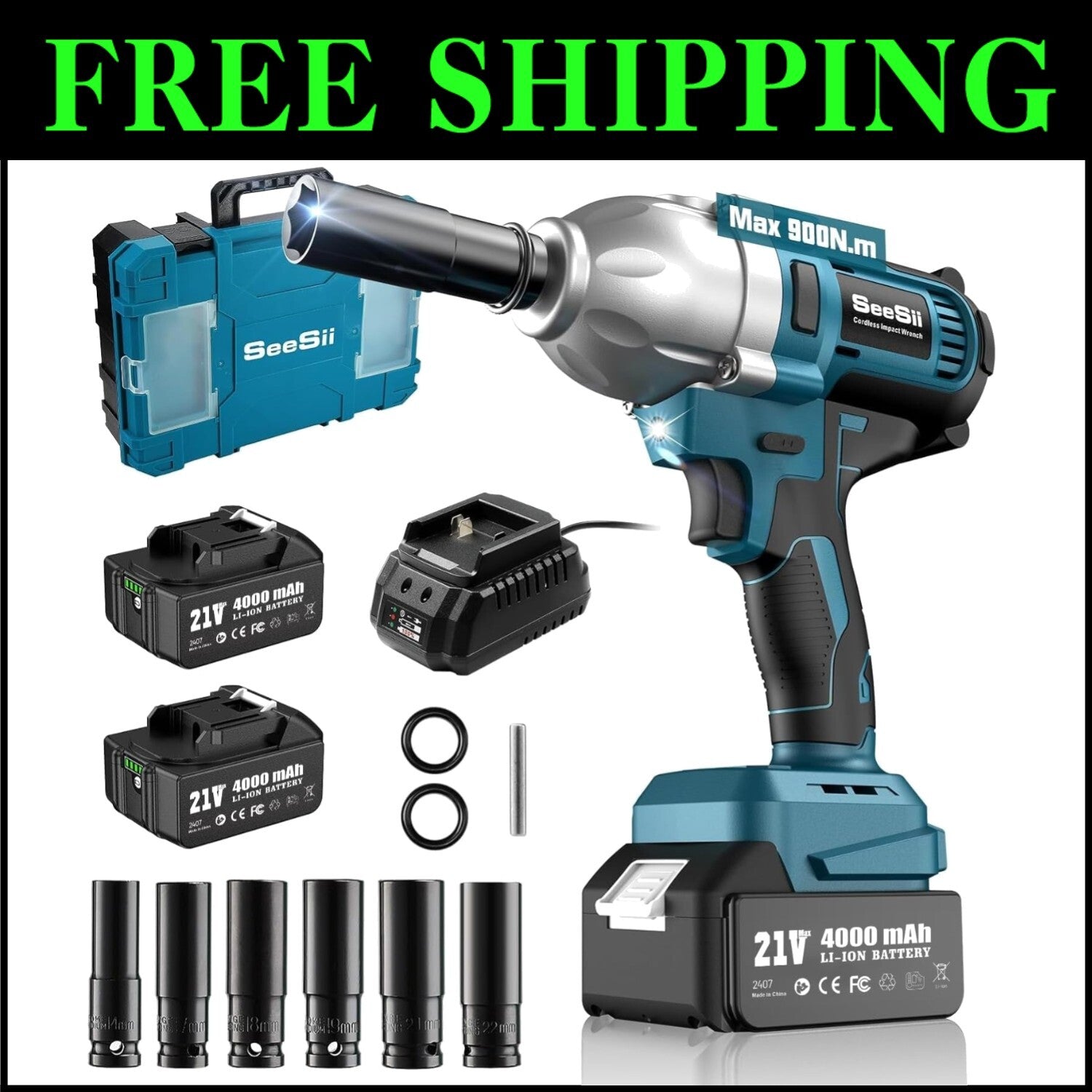 Durable Cordless Impact Wrench Set with Protective Case and Accessories Included