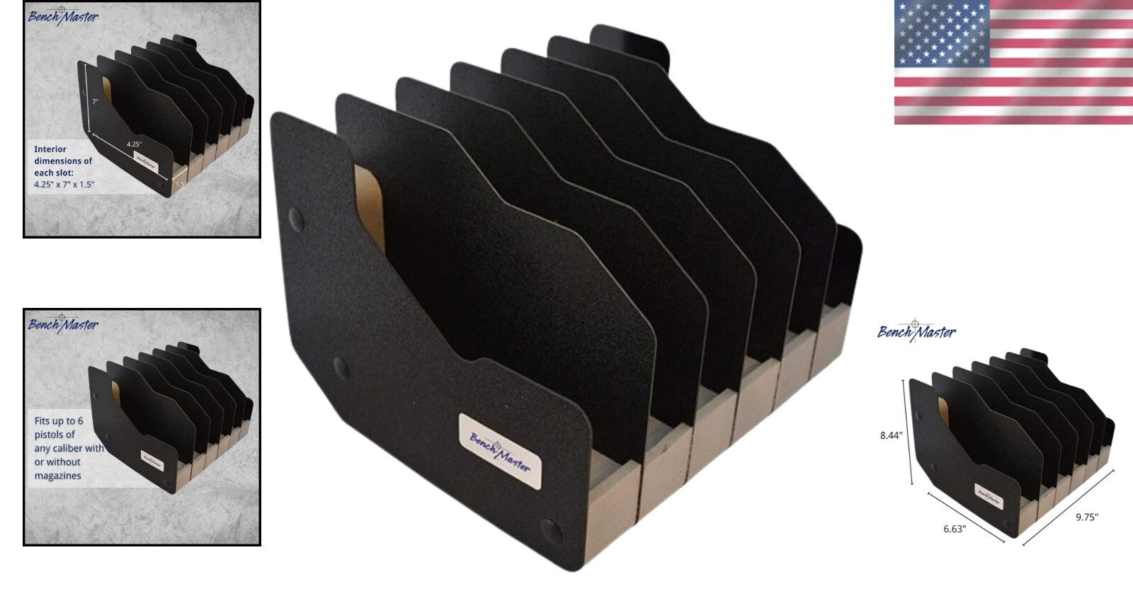 Elegant Pistol Holder: Secure Kydex & Foam Rack for 6 Firearms - Made in USA