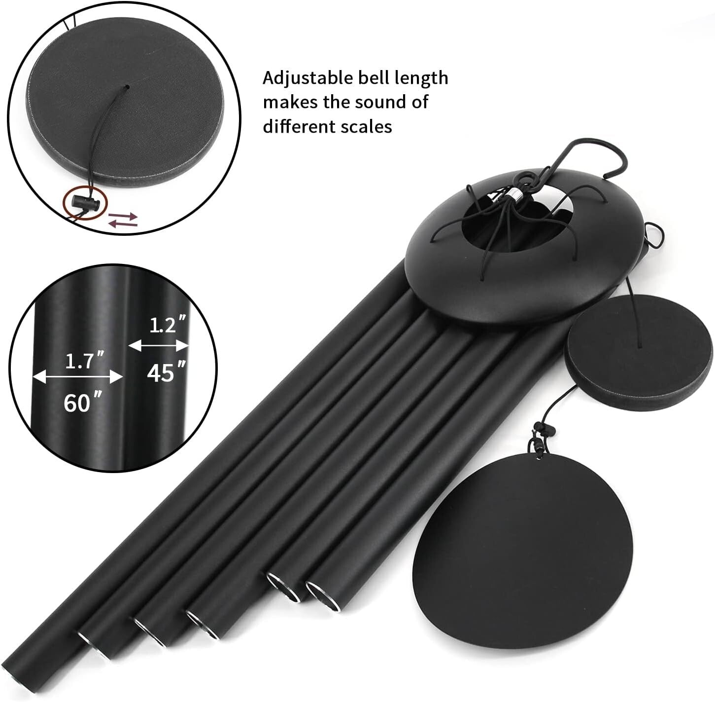 Aluminum 60" Wind Chimes - Waterproof Deep Tone Outdoor Decor for Any Occasion