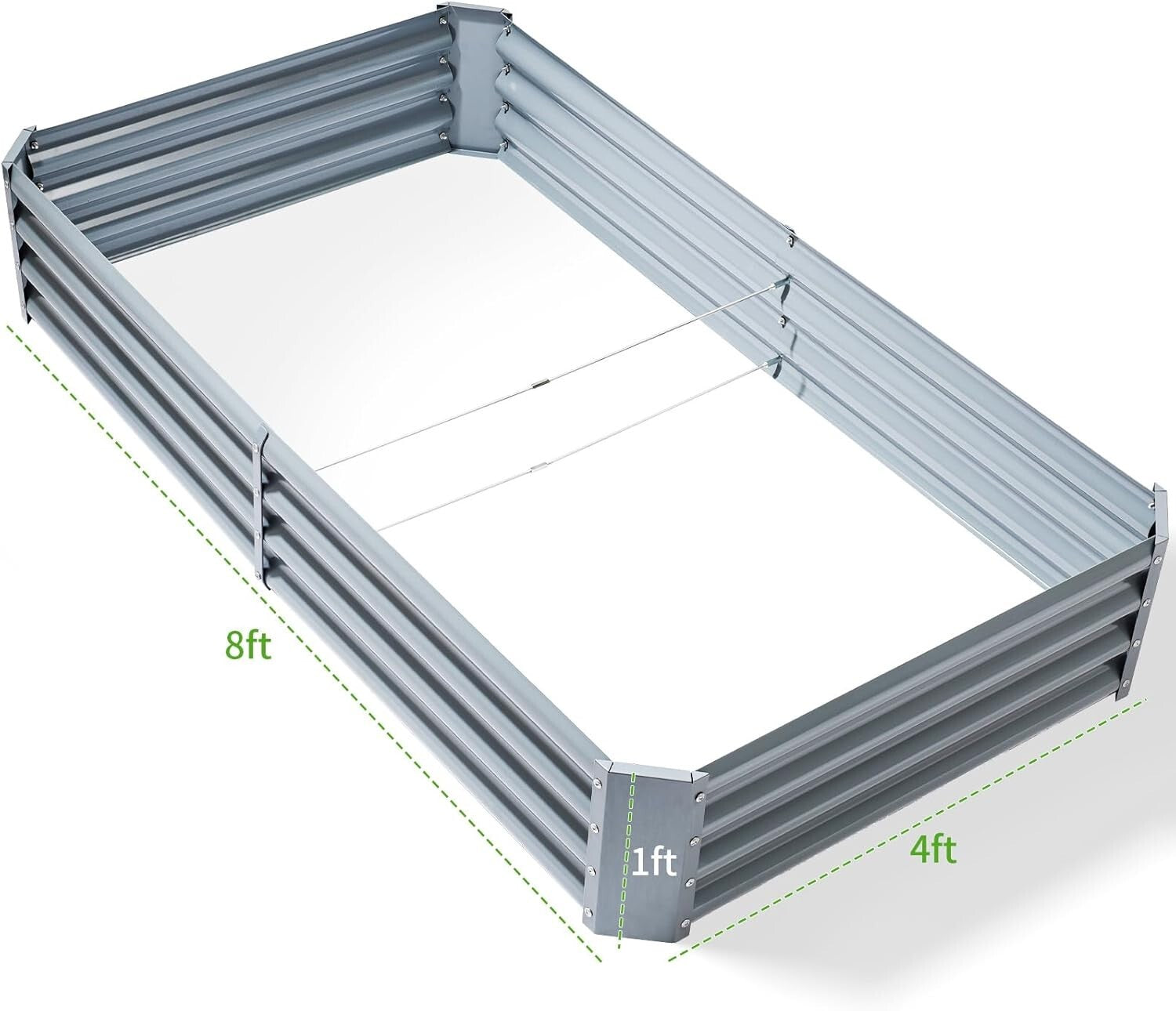 Easy Assembly 8×4ft Galvanized Raised Bed - Sustainable Outdoor Vegetable Garden