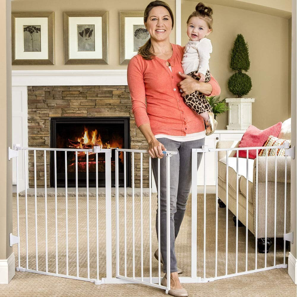 Adjustable 76-Inch Baby Gate with Wall Mount Hardware for Easy Installation