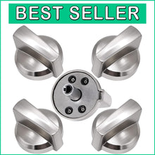 Load image into Gallery viewer, Matte Silver 5-Pack Heavy Duty Burner Knobs for GE Stove Replacement Parts