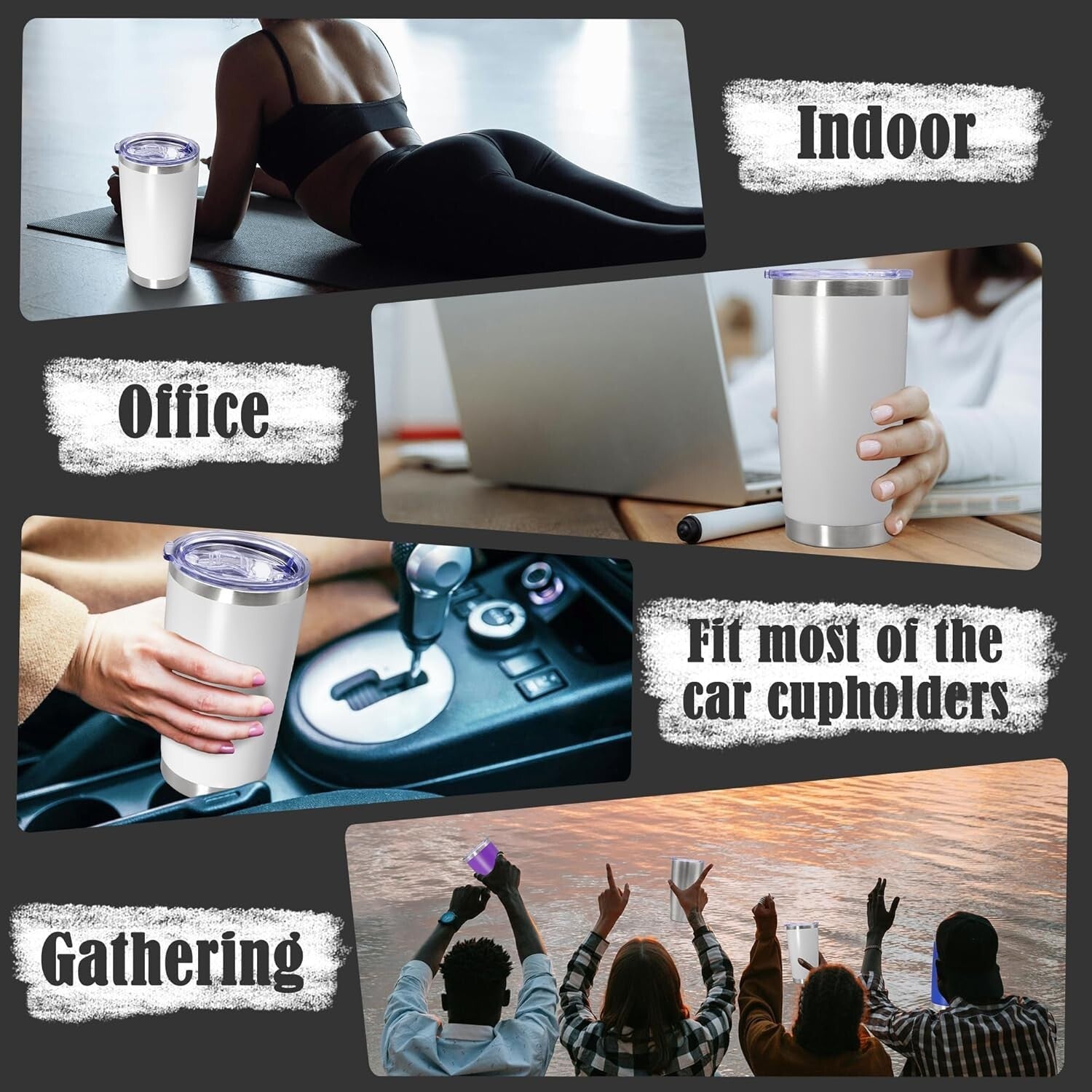 20 oz Double Wall Insulated Stainless Steel Travel Mugs - Set of 8 for Hot/Cold