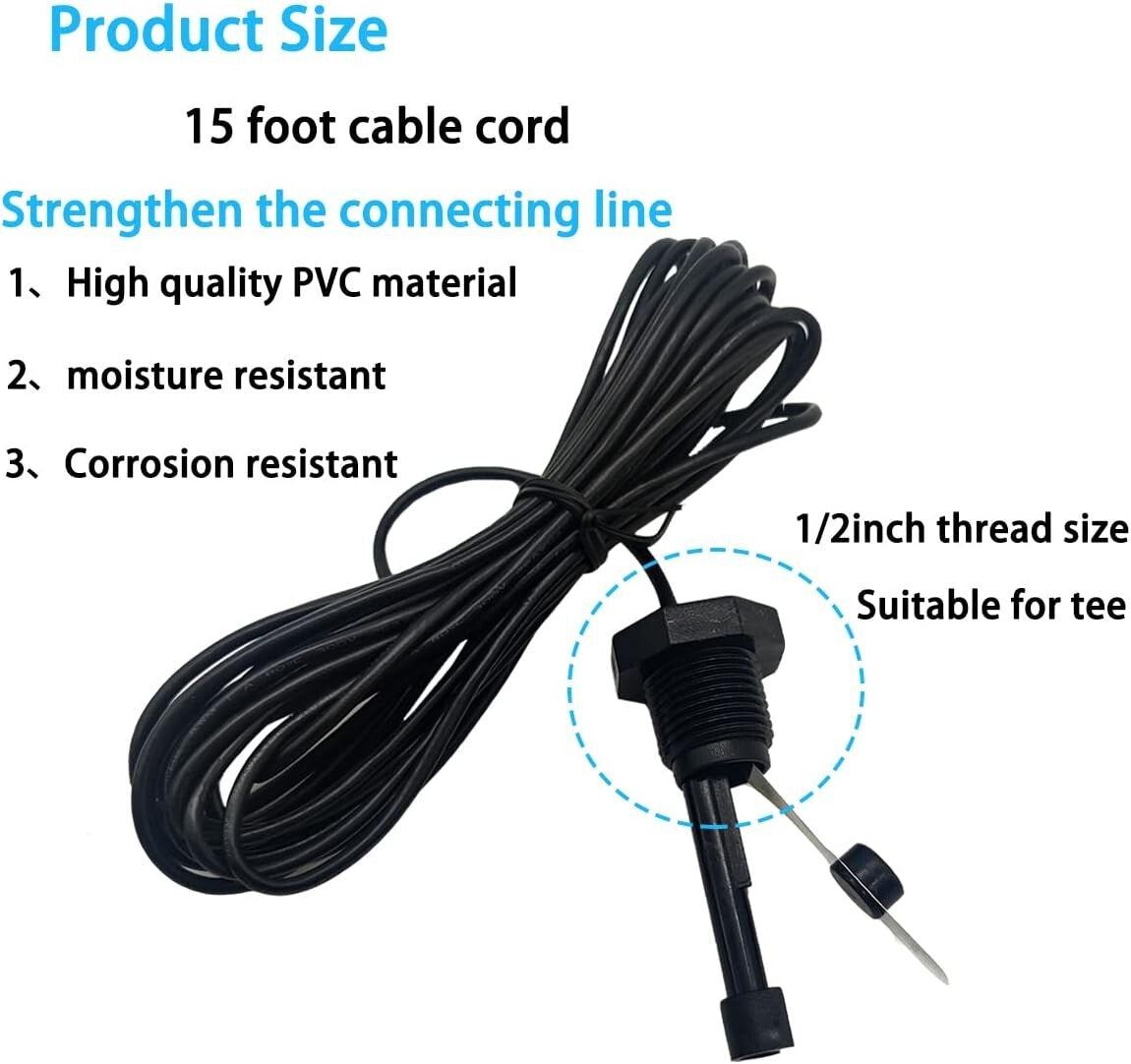 Durable Salt Cell Flow Sensor with 15 ft Cable - Easy Install for Pool Systems