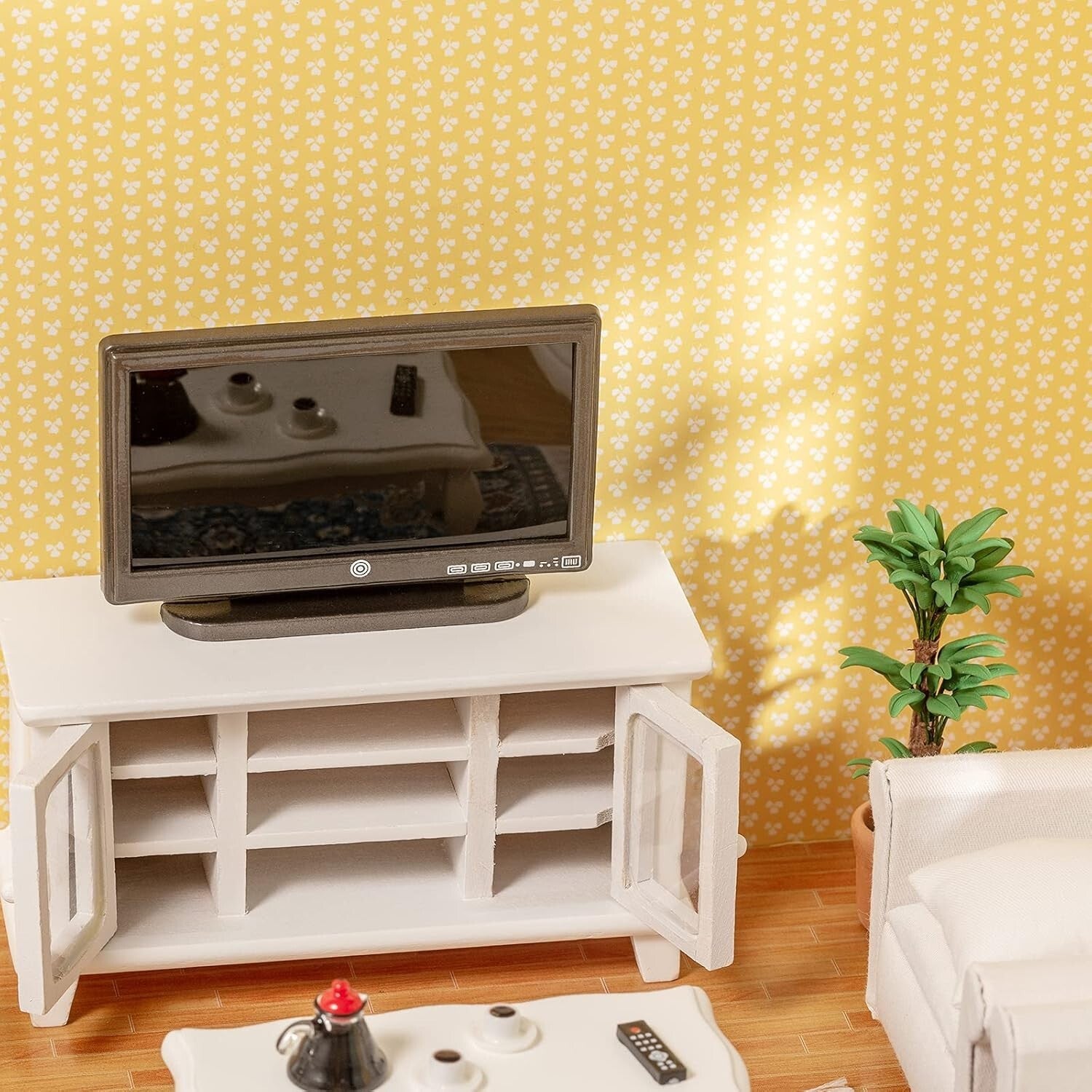 Elegant 1:12 Scale Dollhouse Furniture Kit - Includes Sofa, TV & Accessories