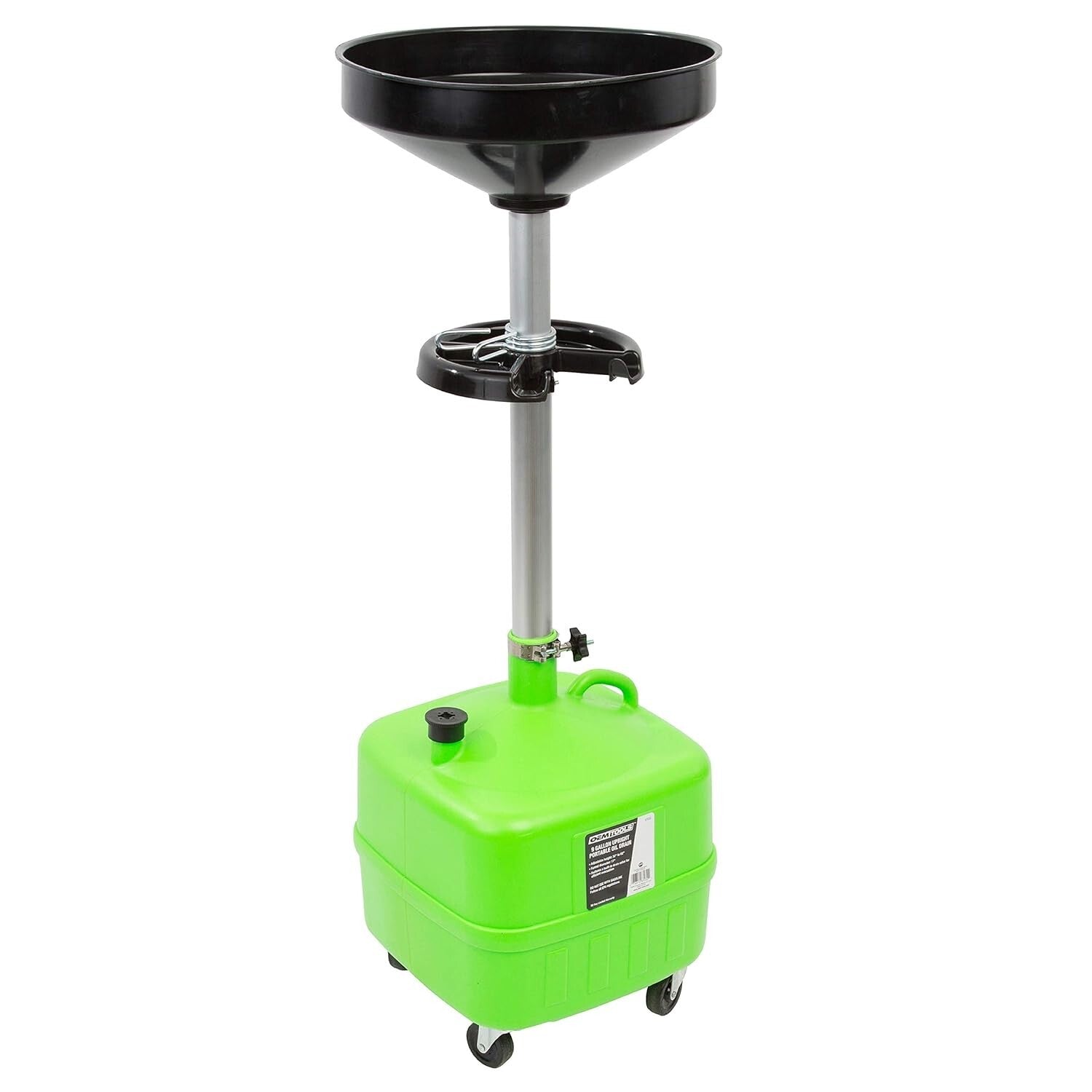 Portable Oil Drain Container with 17" Funnel & Heavy-Duty Casters for Easy Use