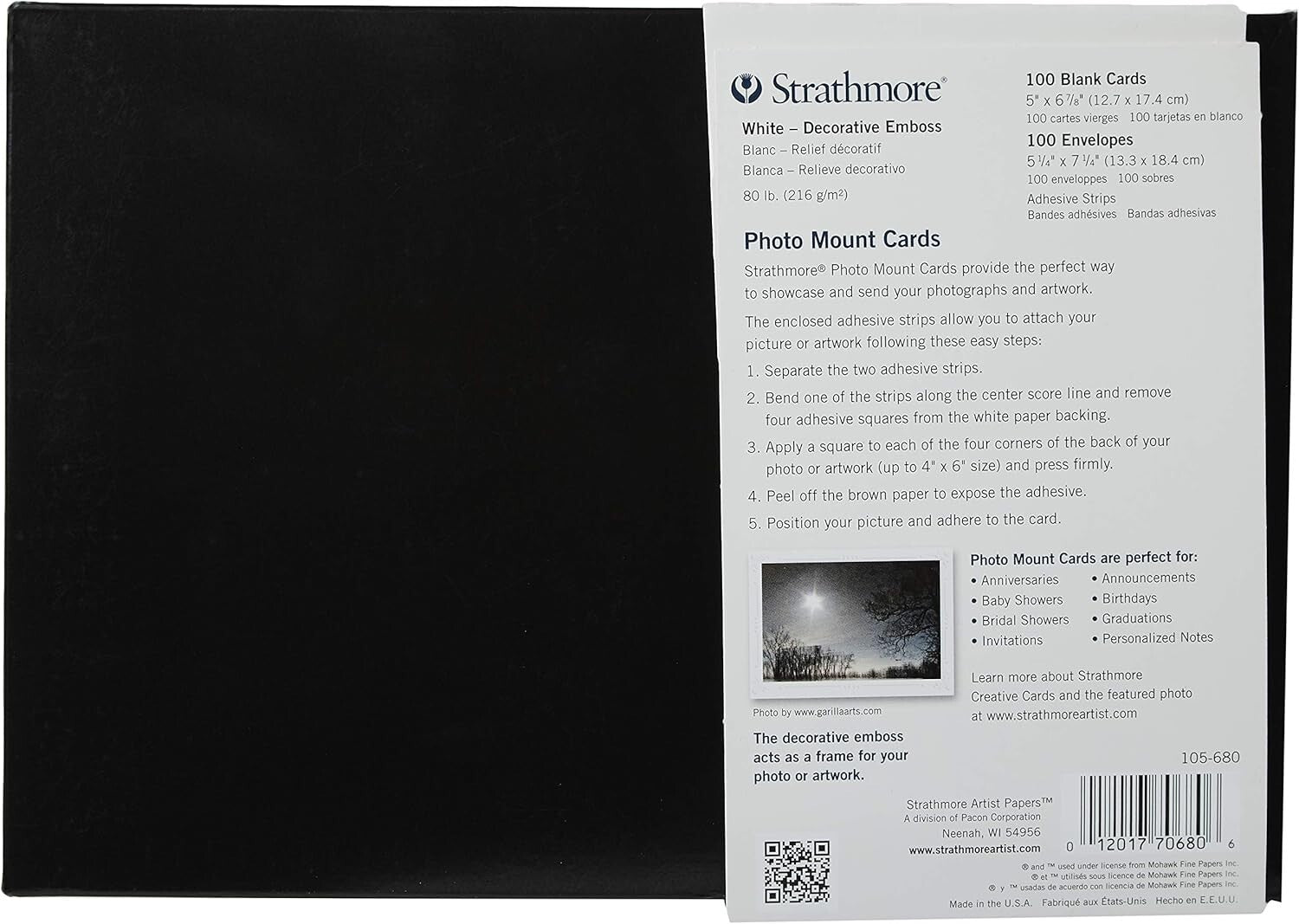 100 Pack White Photo Mount Cards with Embossed Border - Custom Greeting Cards