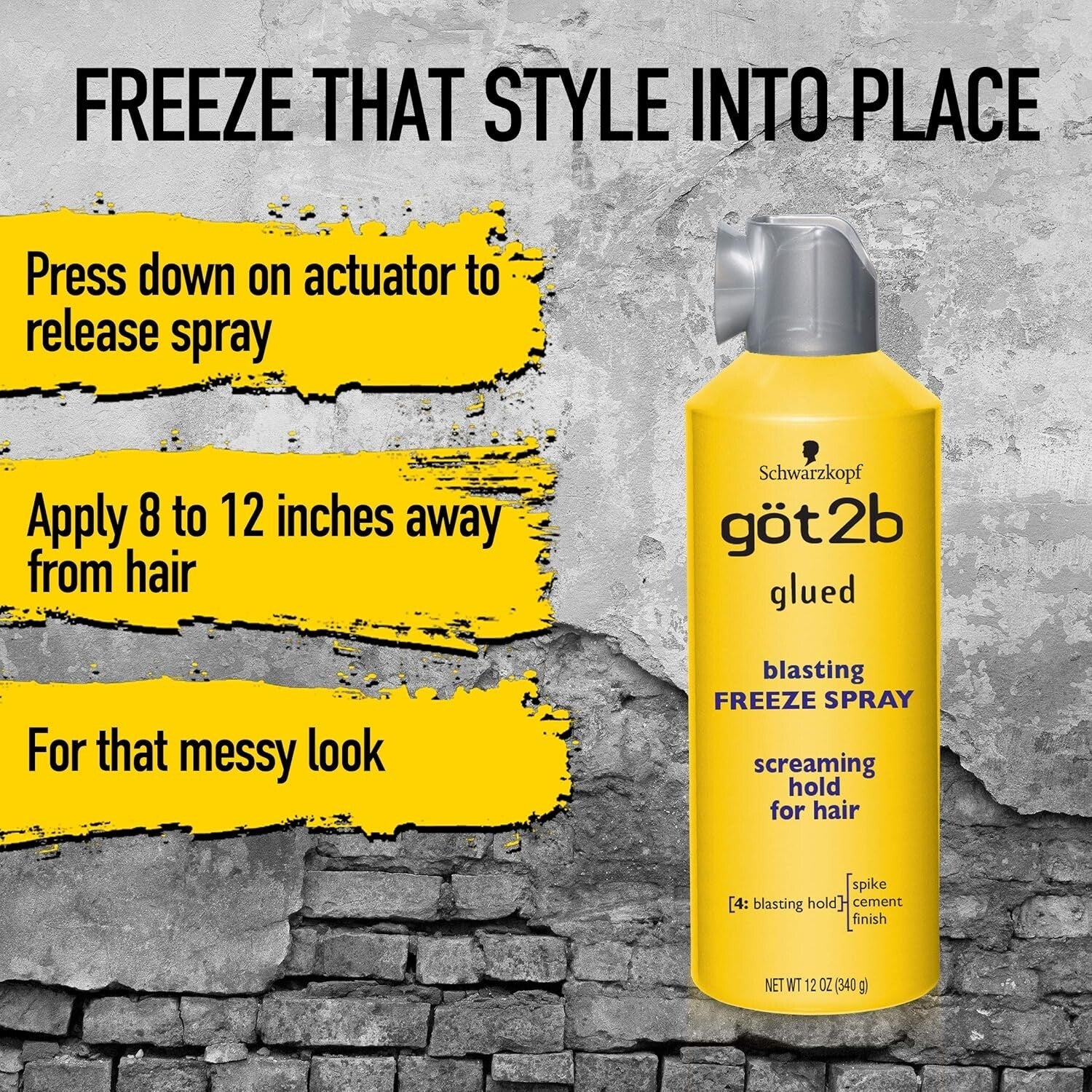 12 oz Glued Blasting Freeze Hairspray Set - Firm Hold, Perfect for Spikes