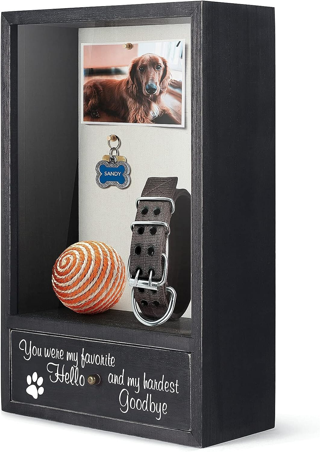 Antique Wood Shadow Box Frame for Pet Memorial - Customizable Keepsake Storage