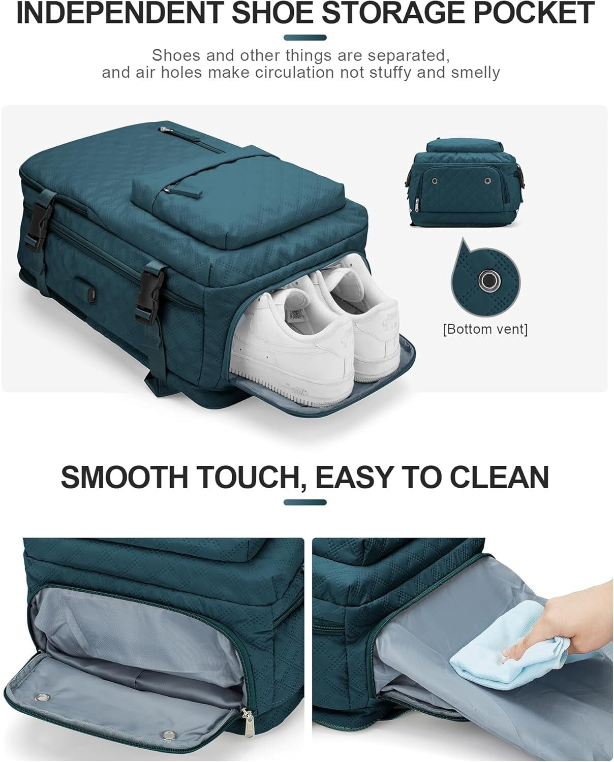 Multi-Compartment Peacock Blue Travel Backpack for Laptop and Gym Essentials