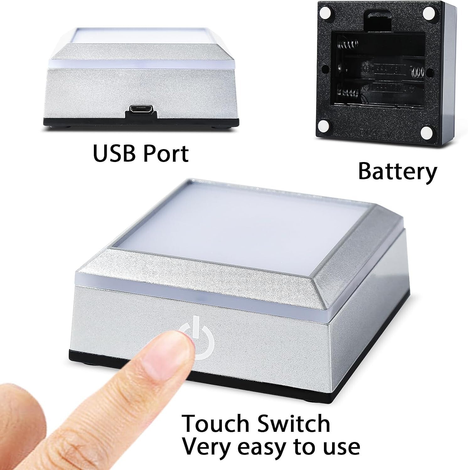 Elegant 3D Laser Engraved Crystal Nightlight - Touch Control, Portable Design