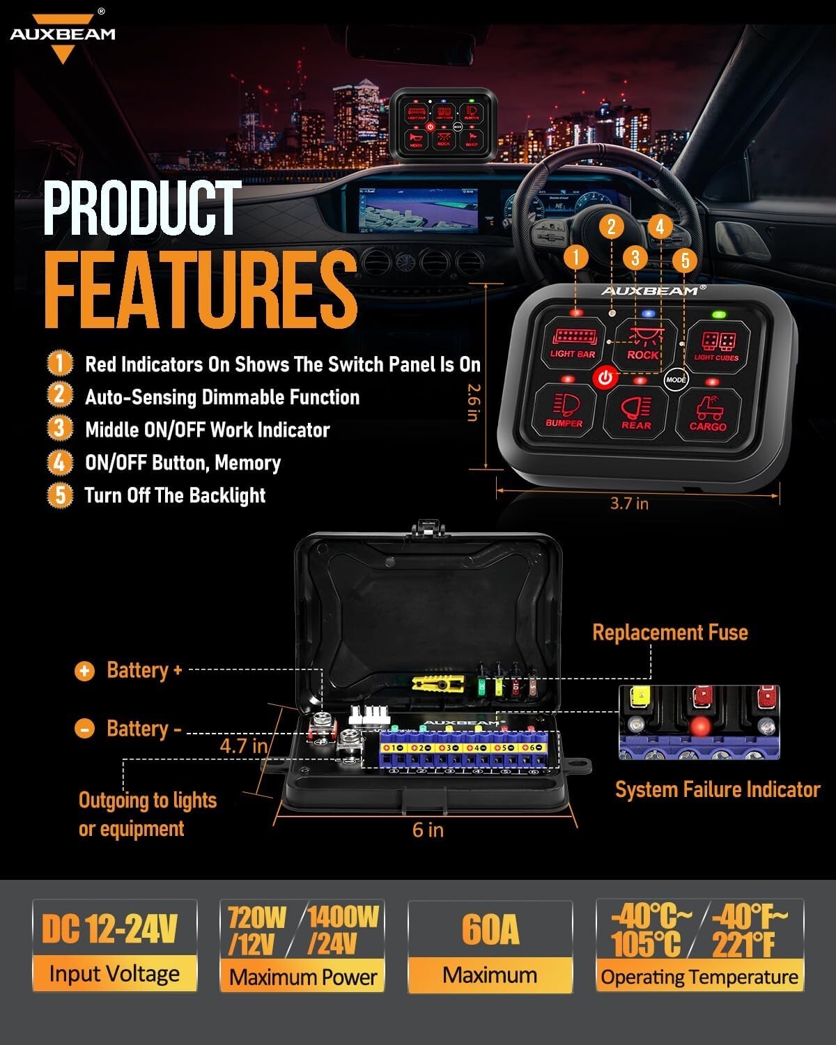 Customizable 6 Gang Waterproof Switch Panel with Solid State Relay Technology