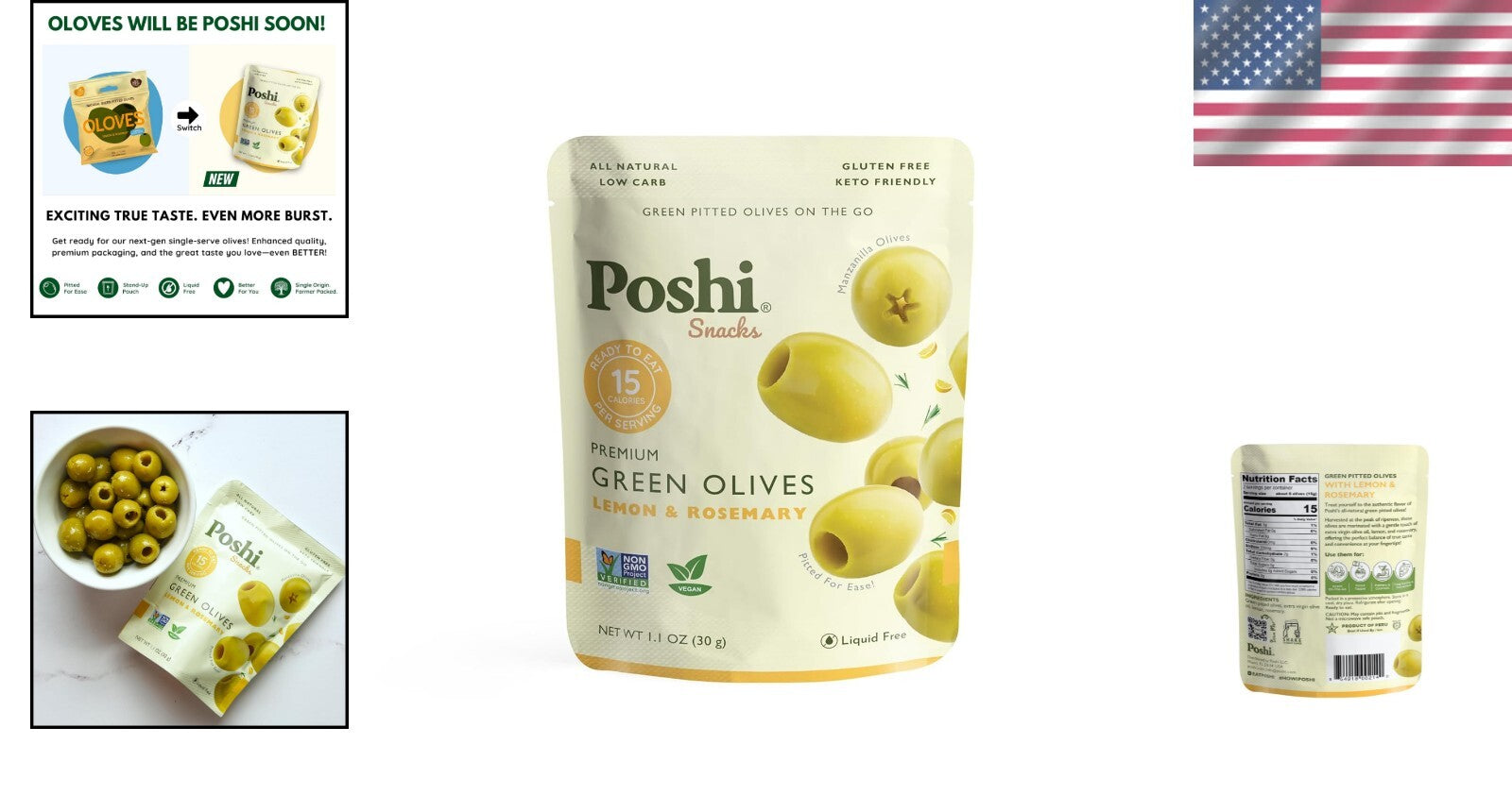 Delicious Green Olives, Lemon & Rosemary - Gluten-Free, Paleo-Friendly 30 Pack