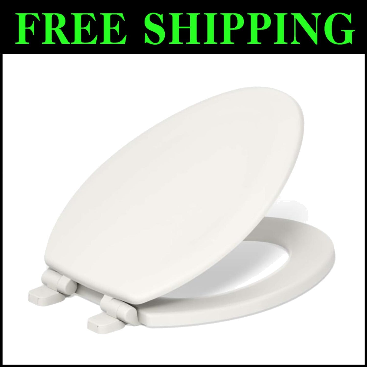 Stonewood Quiet-Close Elongated Toilet Seat - Durable Wood in Biscuit Finish