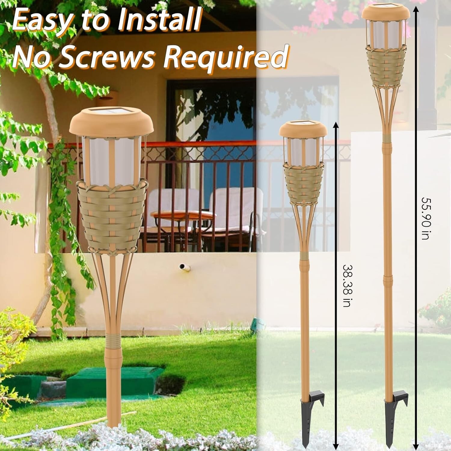 Energy Efficient Solar Torch Lights with Realistic Flickering Flame - 6 Pack