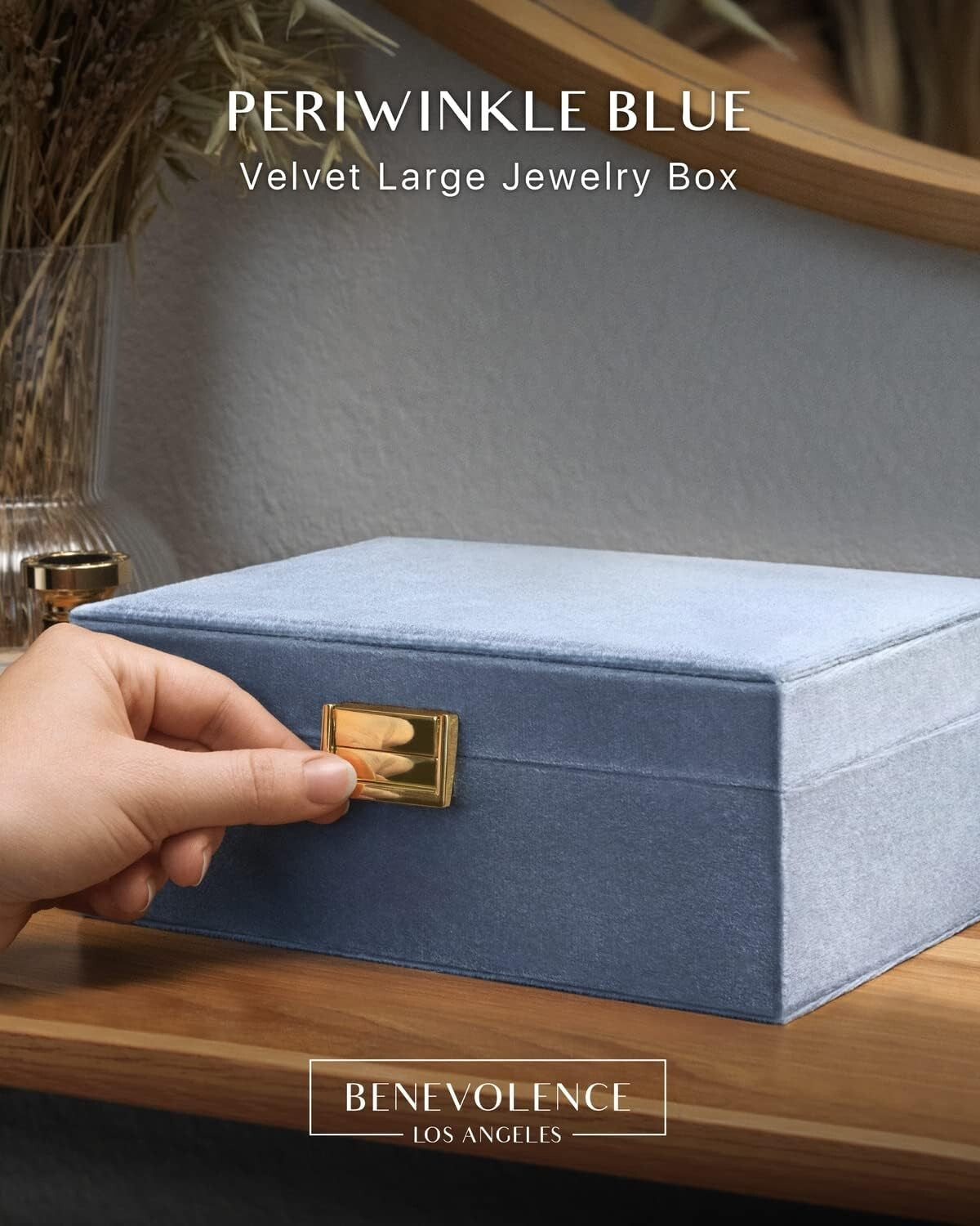 Chic Periwinkle Blue Jewelry Box - Velvet 2-Layer Organizer with Decorative Lock