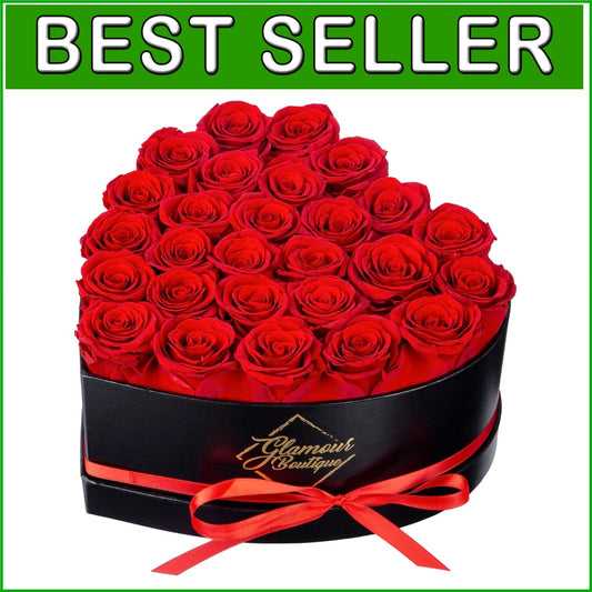 Forever Roses: 27 Elegant Preserved Flowers in Heart Shaped Box - No Upkeep!