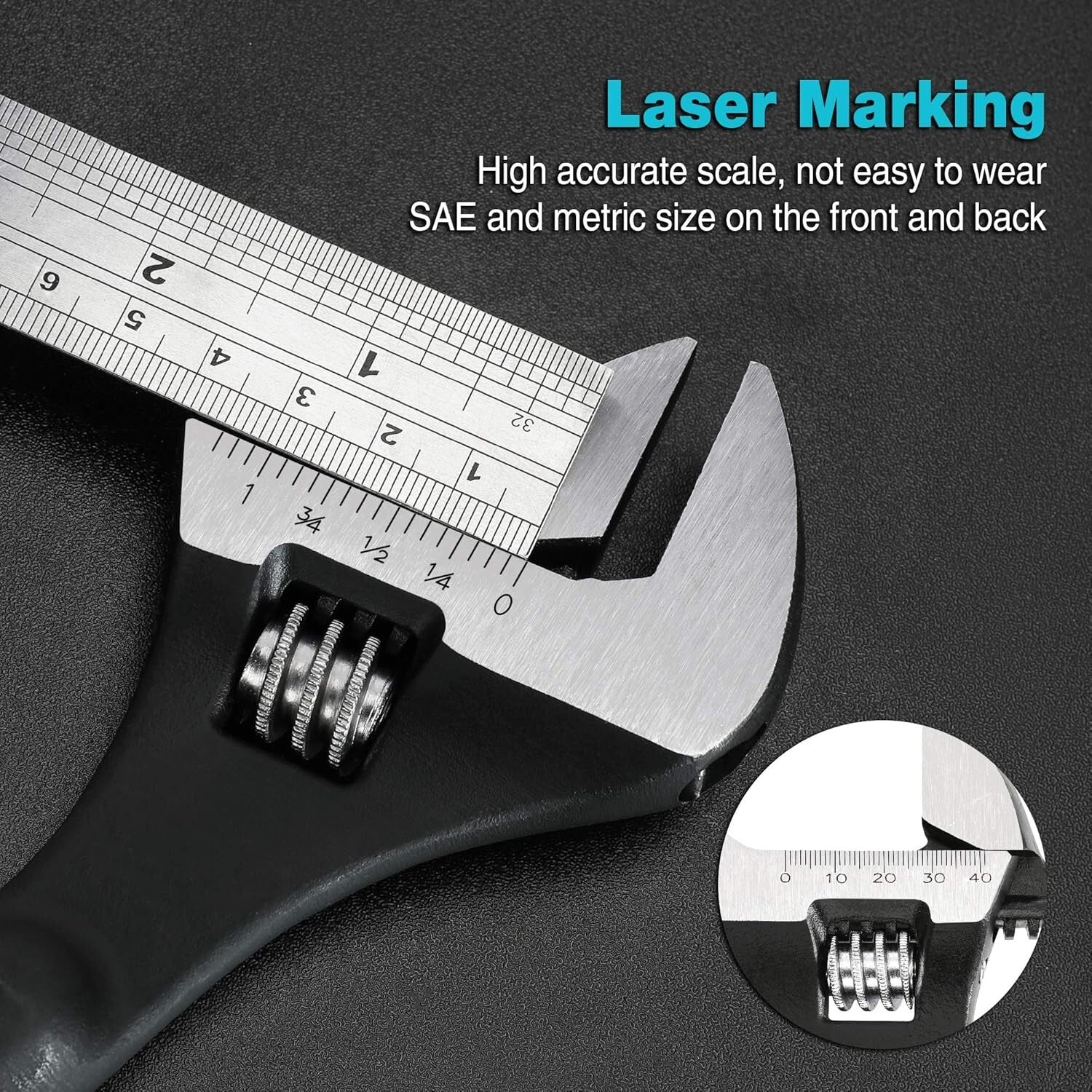 Professional 3-Piece Adjustable Wrench Set with Black Oxide & Heavy-Duty Handle