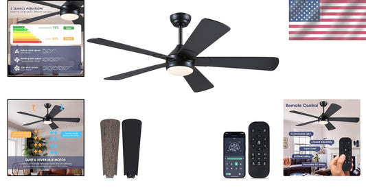 Versatile 52-Inch Ceiling Fan with Reversible Blades & Timer for Indoor/Outdoor