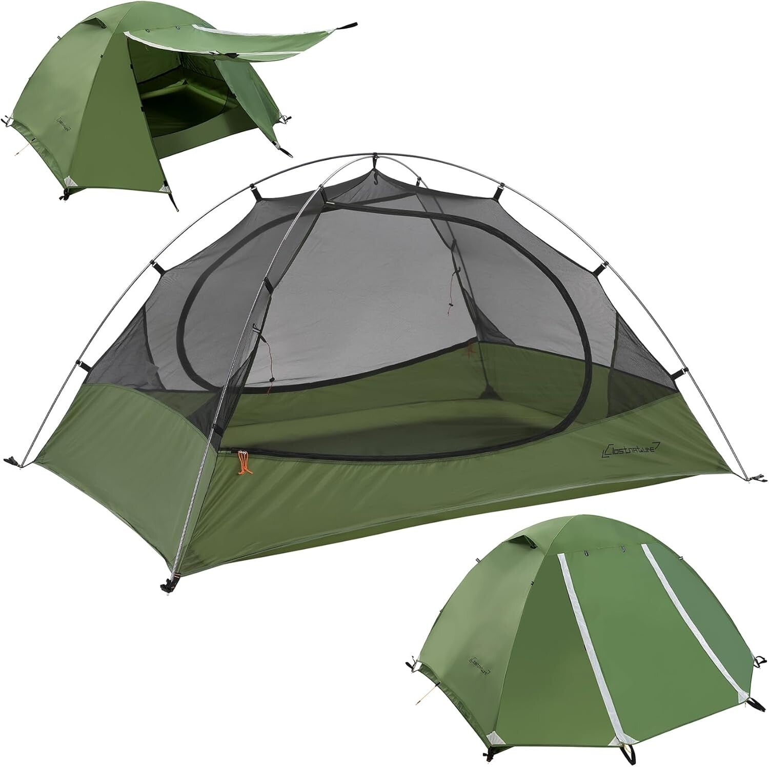 1-Person Lightweight Camping Tent with Quick Setup - Ultralight Waterproof Green