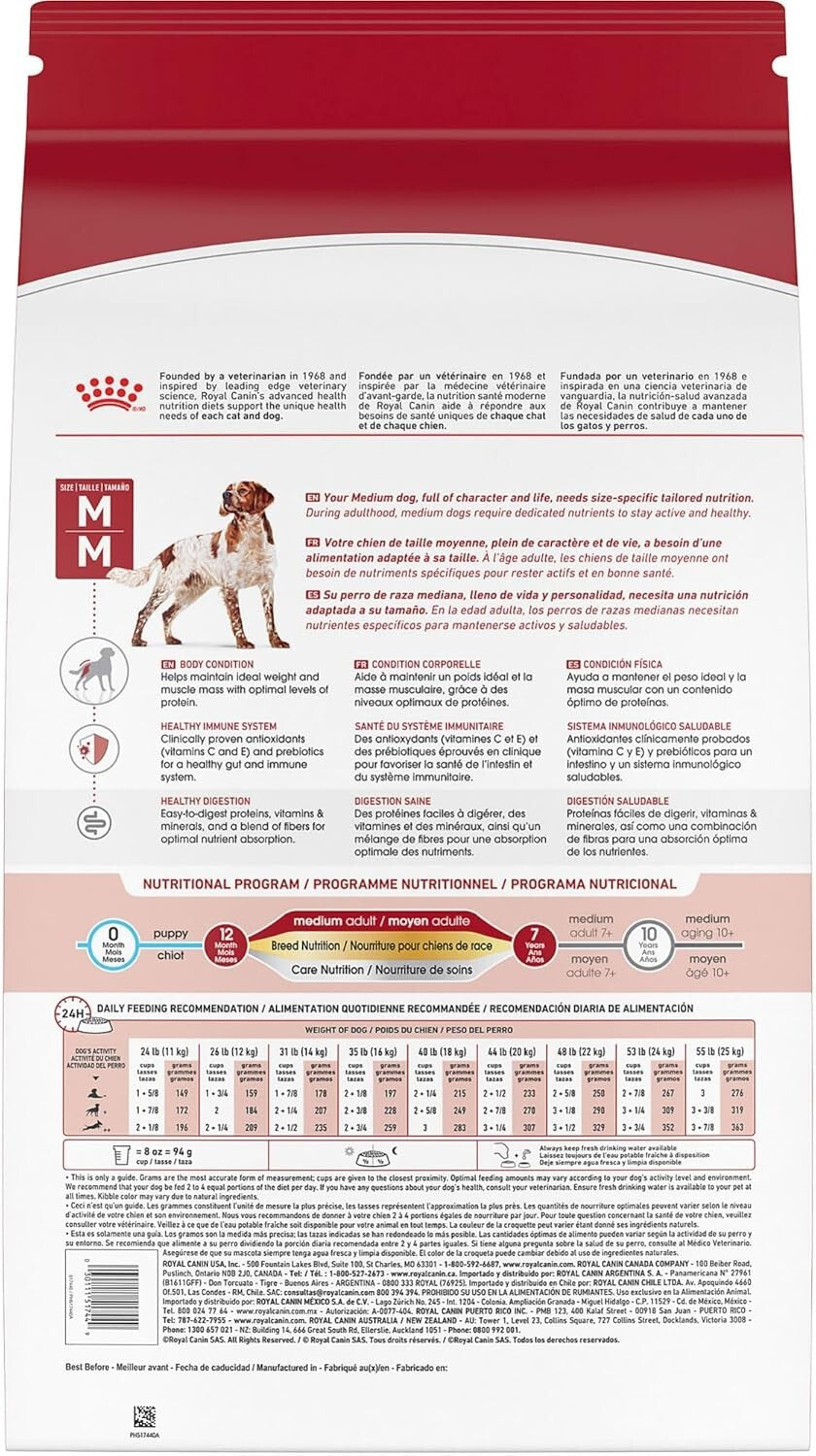 40 lb Medium Adult Dry Dog Food with Antioxidants for Healthy Immune System