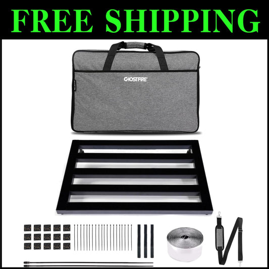 Ghost Fire Large Guitar Pedal Board - Lightweight, Durable with Side Pocket Bag