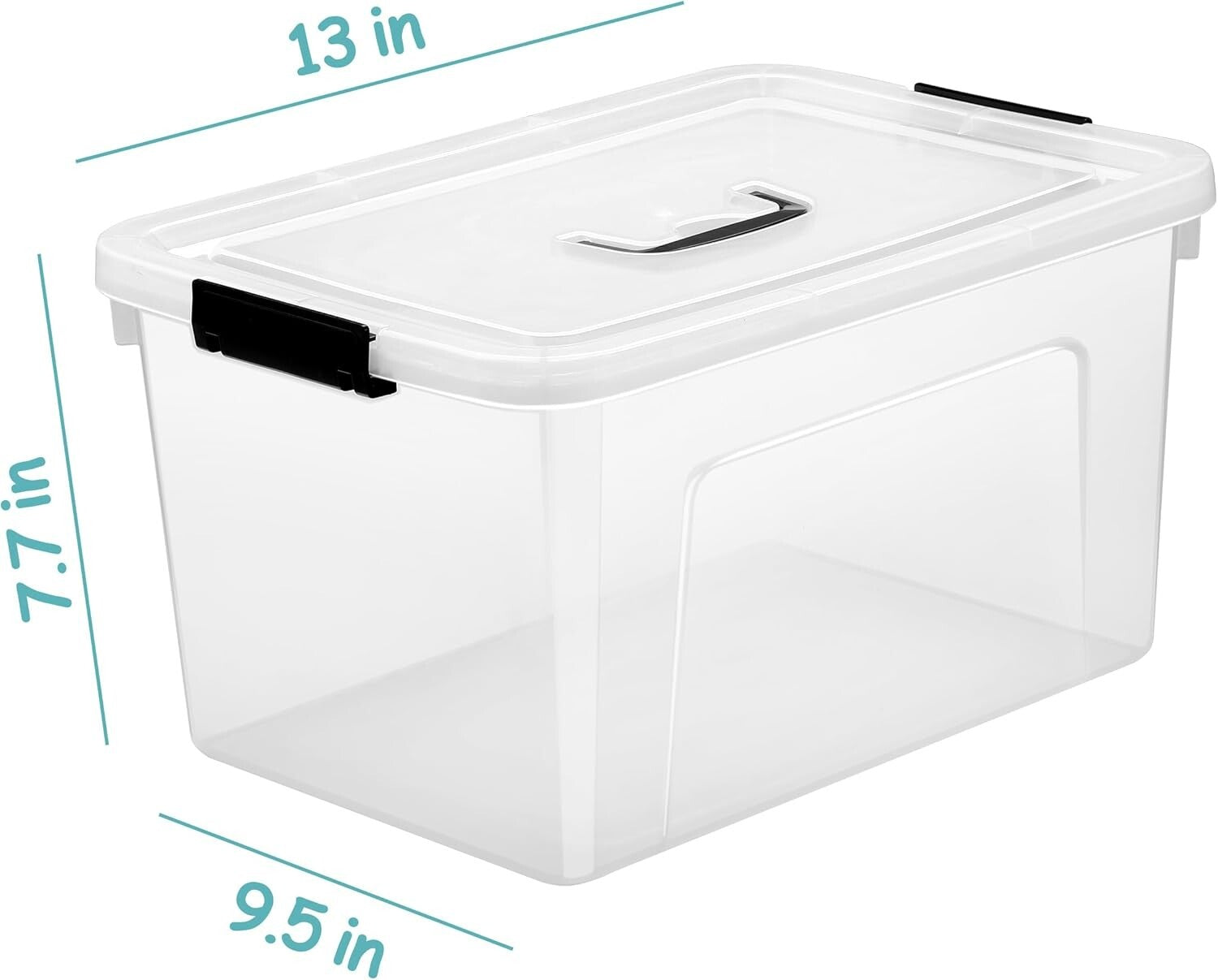 Efficient 12 Quart Clear Storage Bins with Latch & Black Handles - Set of 6