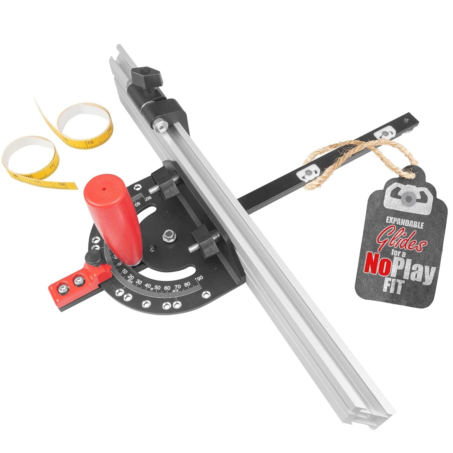 Adjustable Miter Gauge w/ Expandable Glides & Easy Angle Locking Handle