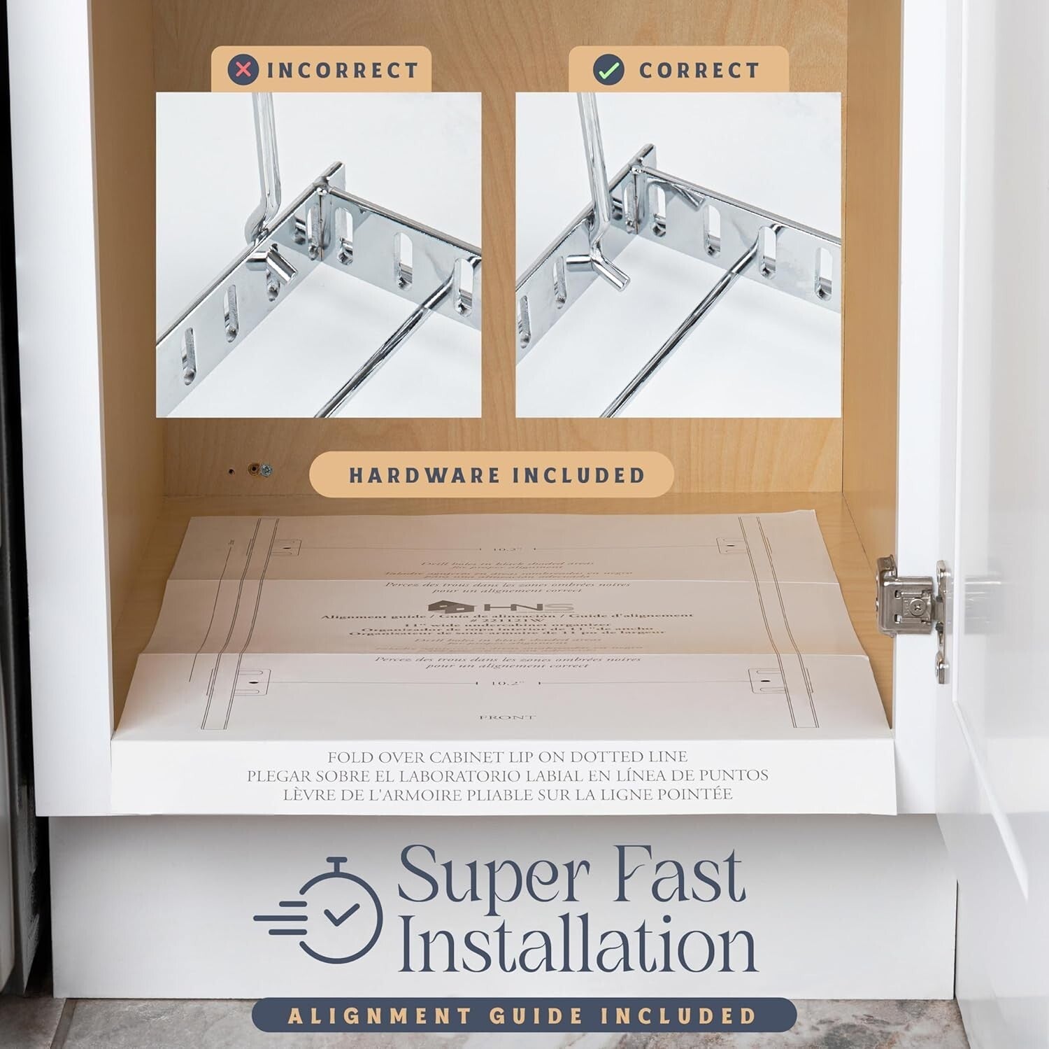 Chrome-Finished Under Cabinet Trash Bin Drawer - Easy Installation & Capacity