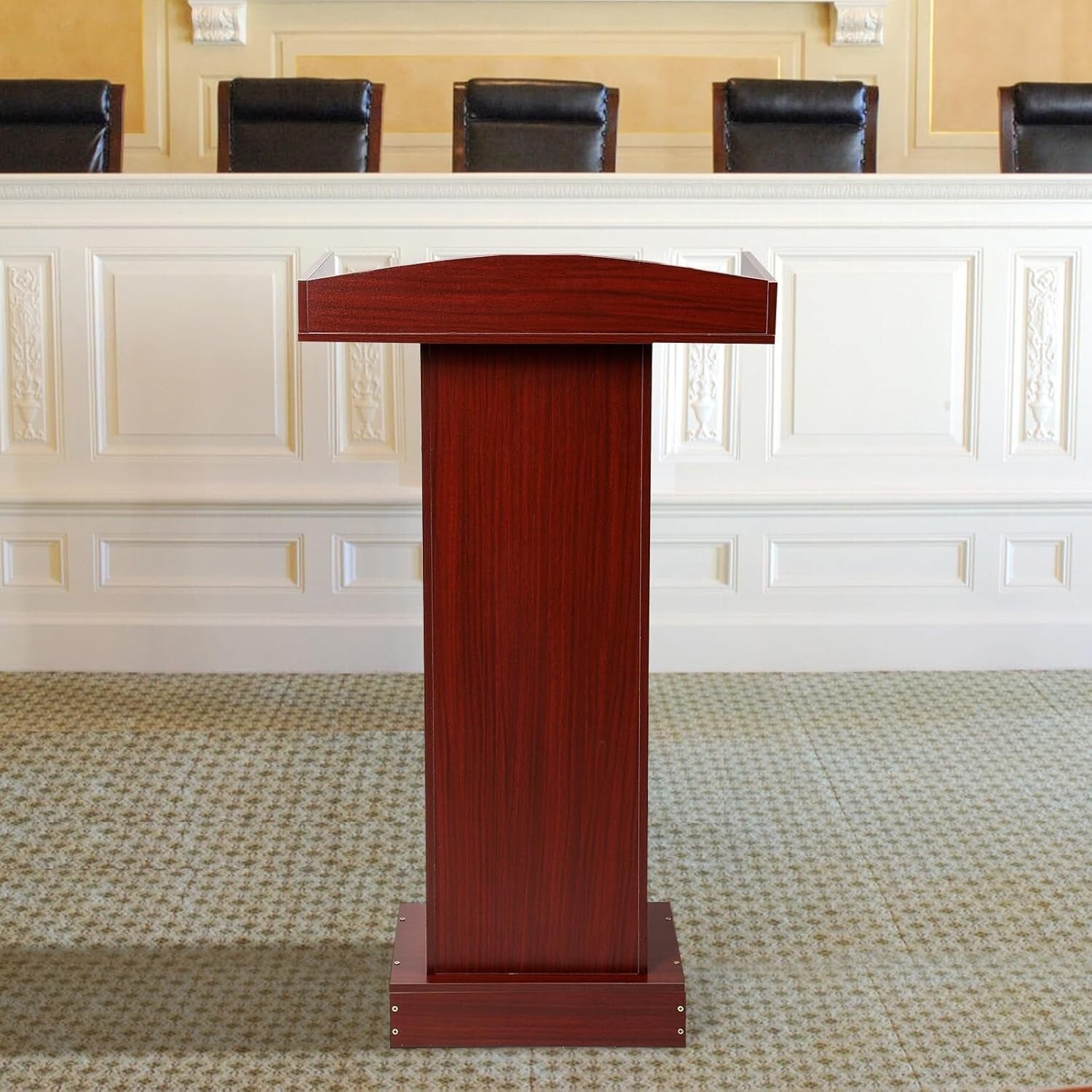 Elegant Wooden Podium Stand with Heavy Base for Classroom & Church Presentations