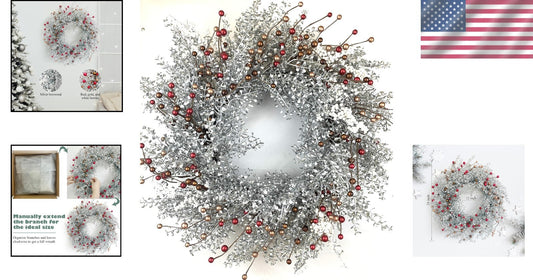 Adjustable 24-Inch Winter Wreath for Door or Wall – Low Maintenance Decor