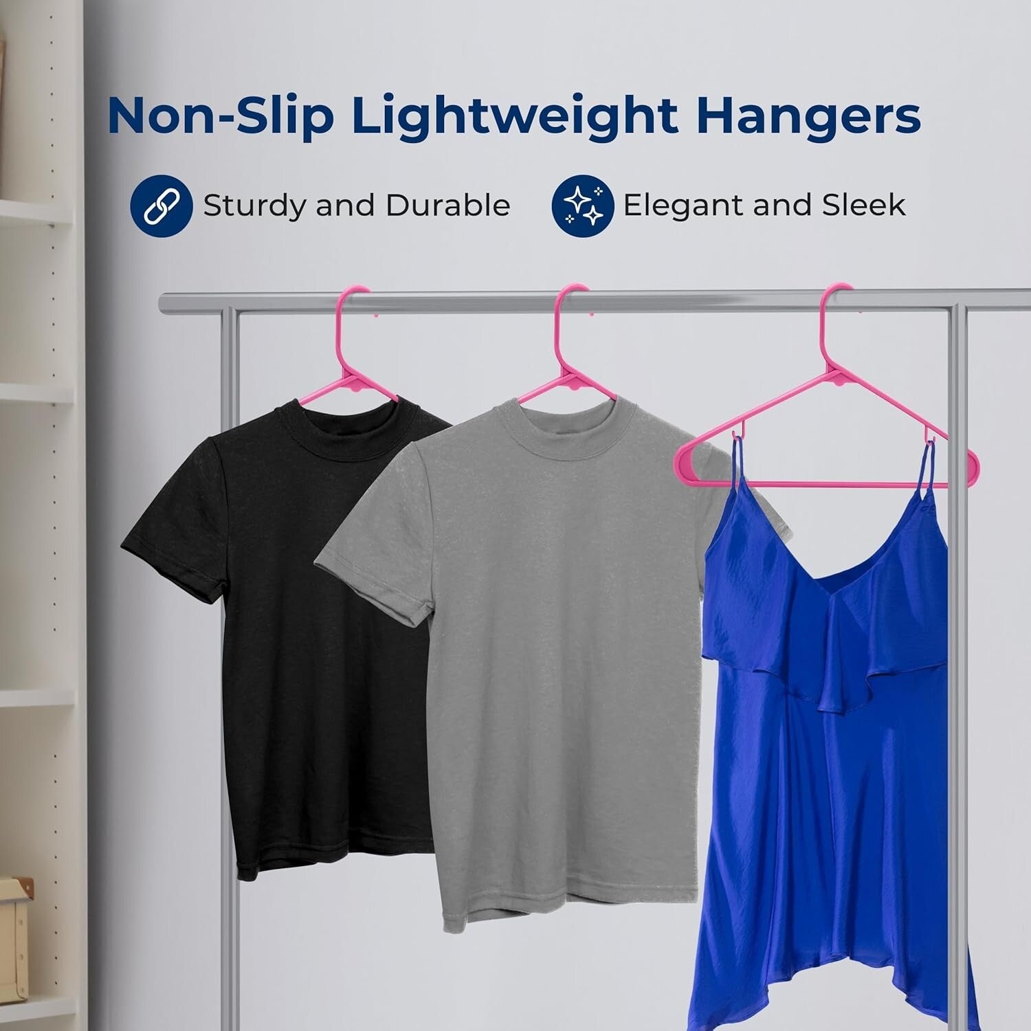 Organize with 100 Non-Slip Triangle Plastic Hangers, Pink, for Every Garment