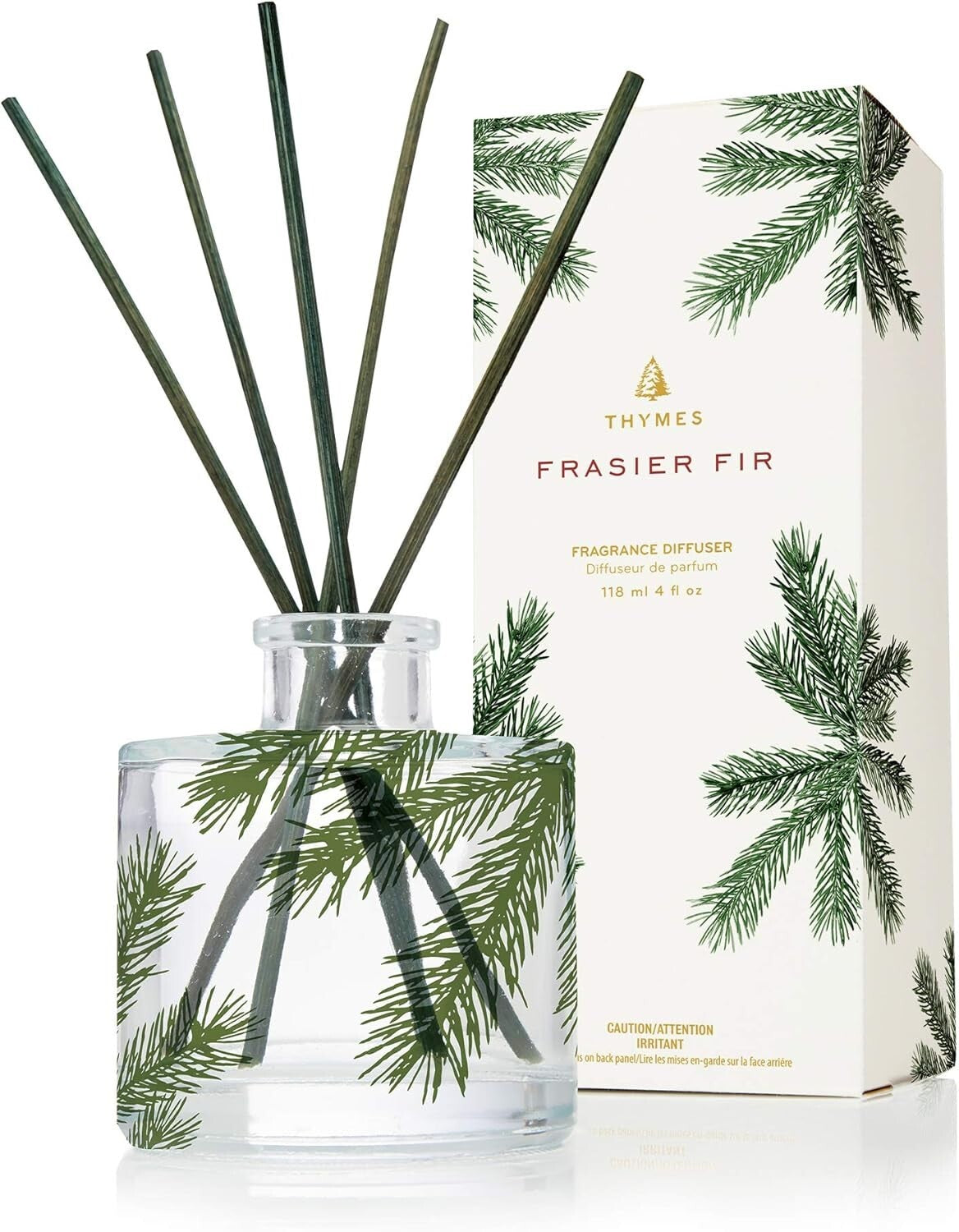 Frasier Fir Reed Diffuser Set - Elegant Green Glass with Long-Lasting Aroma
