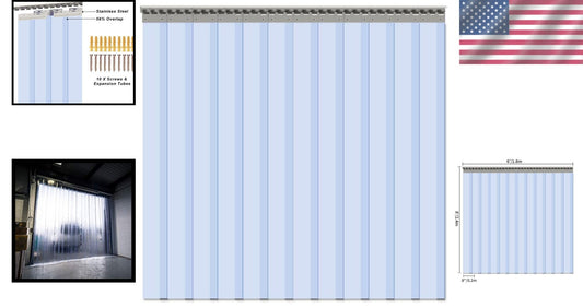 Modern Clear PVC Curtain Strips, 96" High x 72" Wide - 12PCS for Easy Install