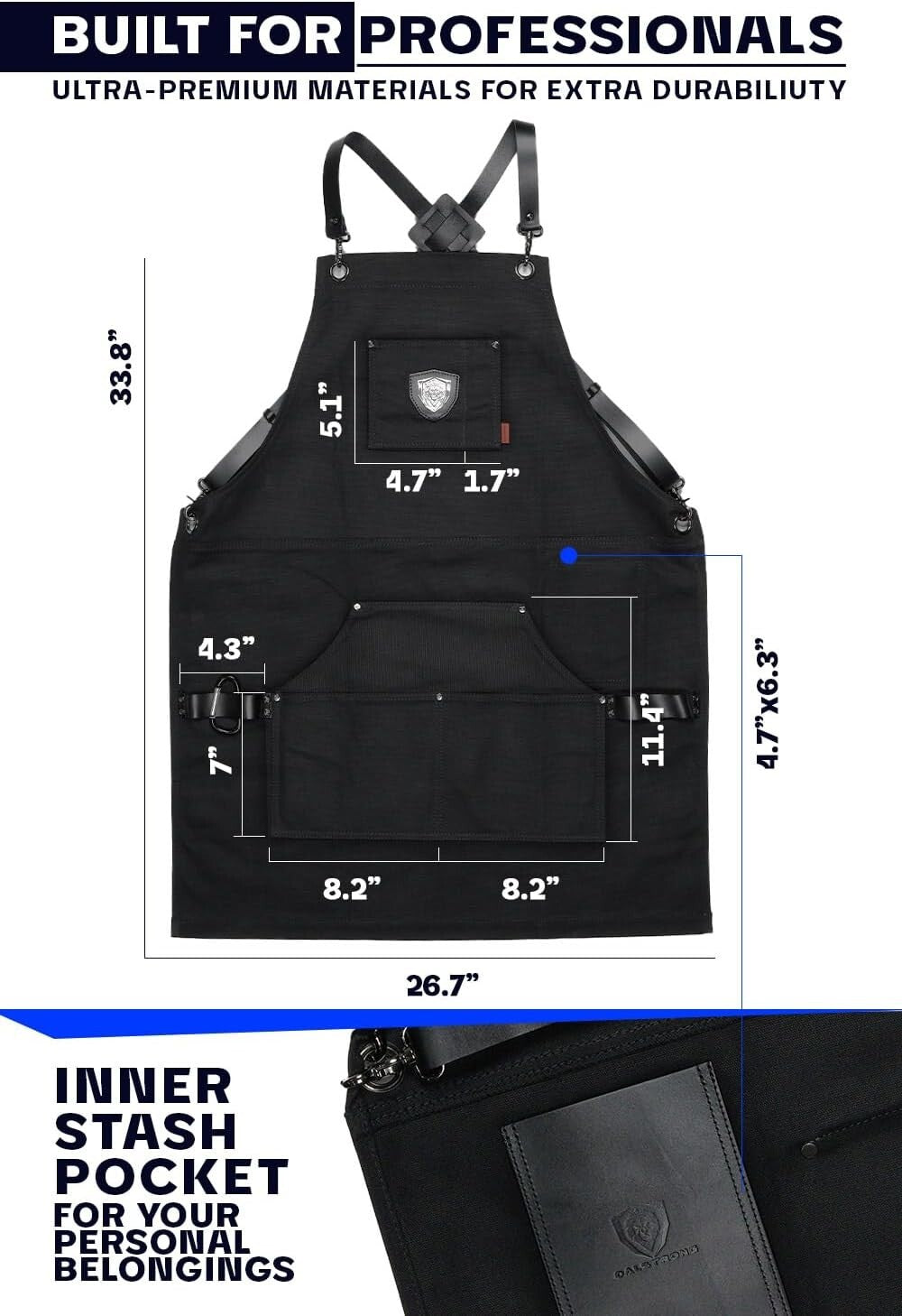 Customizable Professional Cooking Apron with Brass Plate & Advanced Comfort