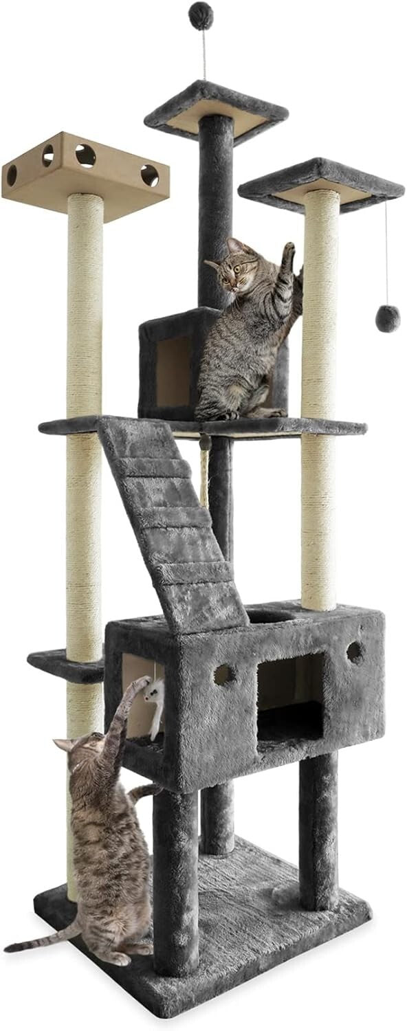69.3" Double Decker Cat Tree - Interactive Playground with Scratching Posts