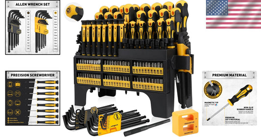 Versatile 140-Piece Tool Set with Magnetic Enhanced Screwdrivers & Racking Shelf