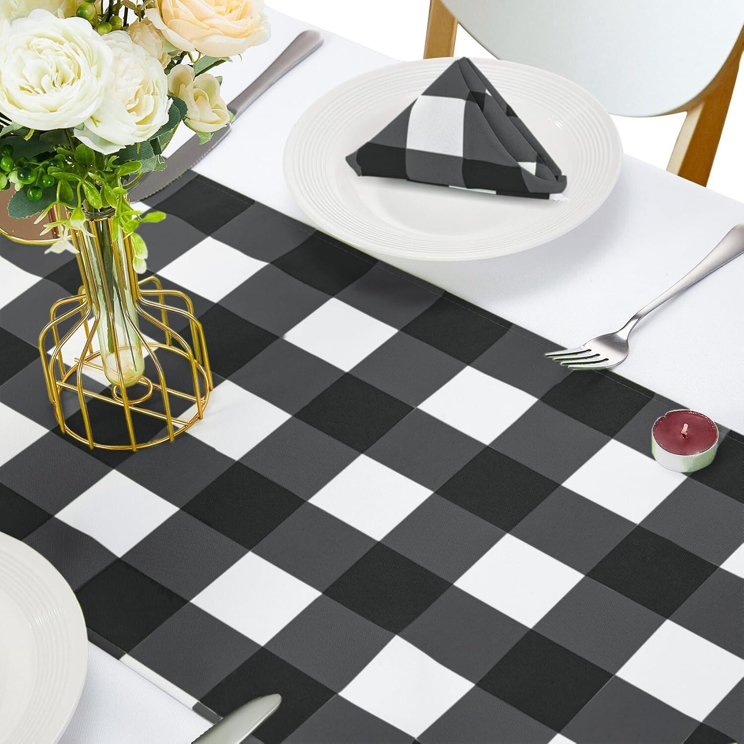 Fashionable 12-Pack Gingham Table Runners 14" x 108" for Stylish Dining Events