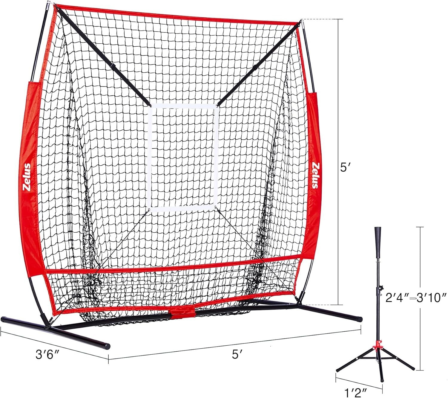 Knotless Polyester Baseball Net & Adjustable Tee for Indoor/Outdoor Training Fun