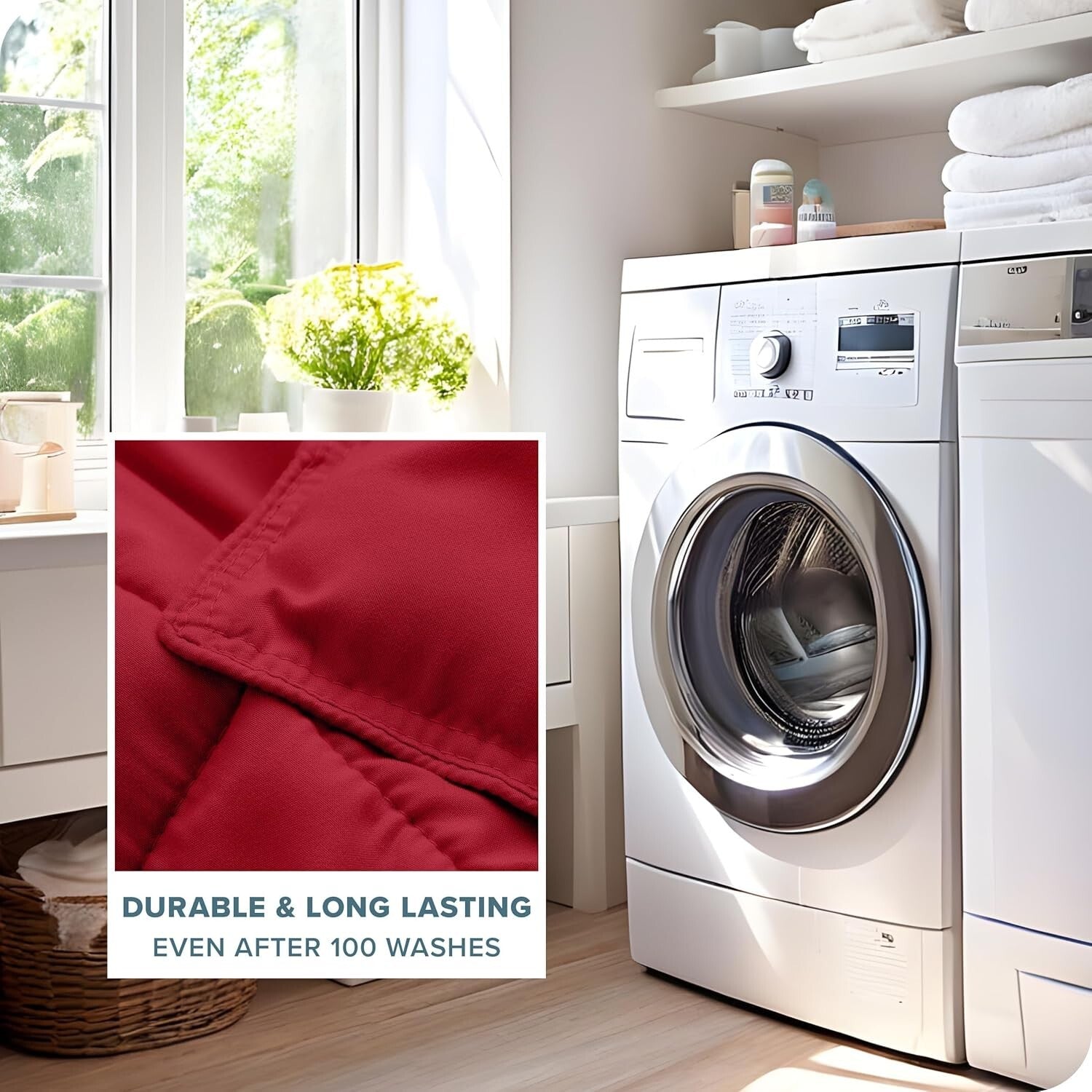 All-Season Ultra-Soft Comforter Set for Oversized King Beds - Red & Modern Look