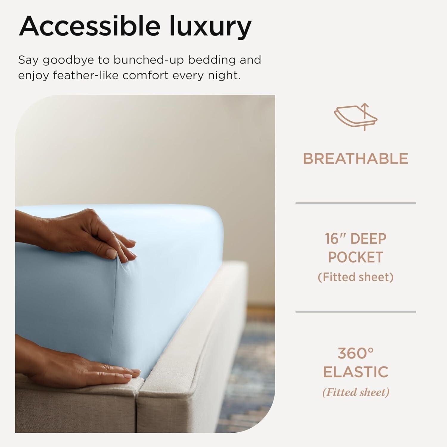 Elegant Light Blue Egyptian Cotton Sheets - 400 TC Cooling Set for Full Beds