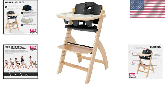 Portable Wooden High Chair for Kids - Easily Transforms from High Chair to Chair