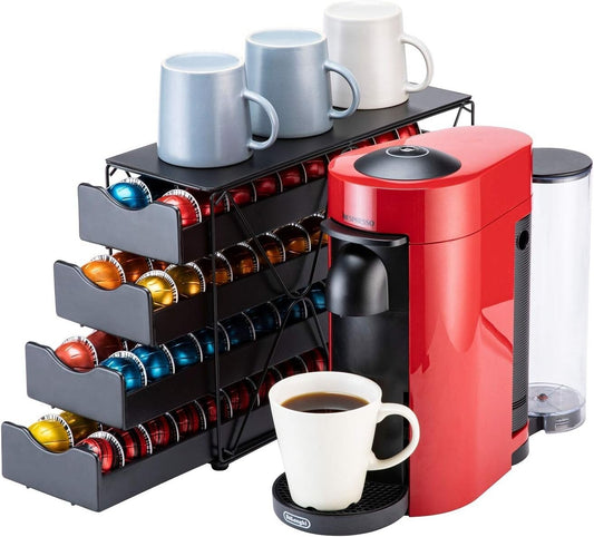 Elegant 4-Tier Nespresso Pod Holder - Organizes Up to 80 Vertuo Coffee Pods