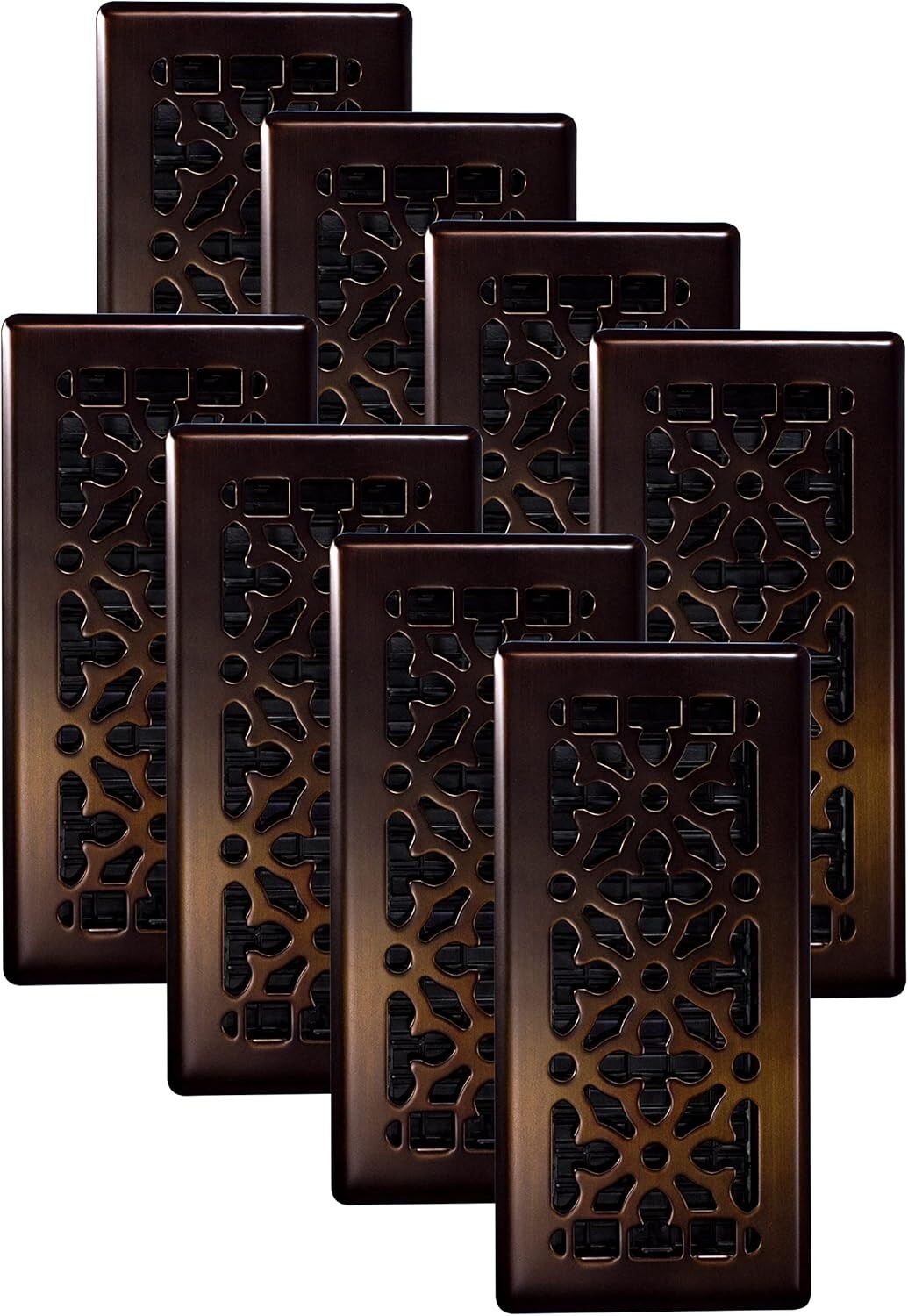 Durable Steel & Plastic Gothic Floor Register Pack – 4x10 Rubbed Bronze Finish